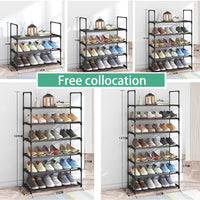Thumbnail for 4-Tier Stainless Steel Shoe Rack Storage Organizer to Hold up to 15 Pairs of Shoes (55cm, Black)