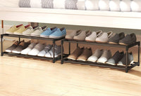 Thumbnail for 4-Tier Stainless Steel Shoe Rack Storage Organizer to Hold up to 15 Pairs of Shoes (55cm, Black)