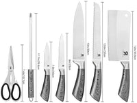 Thumbnail for Kitchen Knife Block Set 8 Stainless Steel Knives with Wooden Color Handle (Silver color)