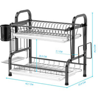 Thumbnail for Stainless Steel 2-Tier Dish Drying Rack with Utensil Holder, Cutting Board Holder and Dish Drainer for Kitchen Counter (Black)
