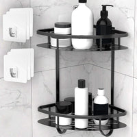 Thumbnail for 2 Pack Aluminum Adhesive Shower Caddy Corner Shelf Storage Rack for Bathroom