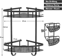 Thumbnail for 2 Pack Aluminum Adhesive Shower Caddy Corner Shelf Storage Rack for Bathroom