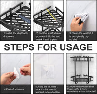 Thumbnail for 2 Pack Aluminum Adhesive Shower Caddy Corner Shelf Storage Rack for Bathroom