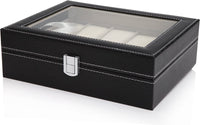 Thumbnail for Black PU Leather Watch Organizer Display Storage Box Cases for Men & Women (10 slots)