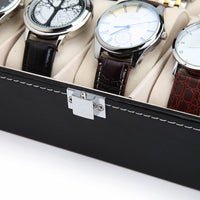 Thumbnail for Black PU Leather Watch Organizer Display Storage Box Cases for Men & Women (10 slots)