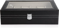 Thumbnail for Black PU Leather Watch Organizer Display Storage Box Cases for Men & Women (12 slots)
