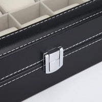 Thumbnail for Black PU Leather Watch Organizer Display Storage Box Cases for Men & Women (12 slots)
