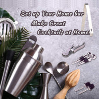 Thumbnail for Cocktail Shaker Set Bartender Kit with Bamboo frame and 12 Pieces Stainless Steel Bar Tool Set