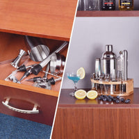 Thumbnail for Cocktail Shaker Set Bartender Kit with Bamboo frame and 12 Pieces Stainless Steel Bar Tool Set