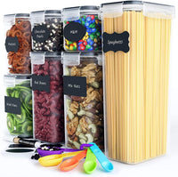 Thumbnail for 7 Pieces Plastic BPA Free Food Storage Containers for Kitchen (Black)