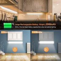 Thumbnail for 54 LED Rechargeable Under Cabinet Night Lighting for Kitchen and Bedroom (Sliver and White Light)