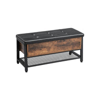 Thumbnail for Shoe Storage Bench Padded Seat Rustic Brown 2 Tier Rack