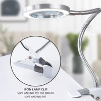 Thumbnail for Lighting LED 8X Magnifying Lamp with Metal Clamp 360° Flexible Gooseneck and USB Plug Design for Tattoo, Manicure and Reading