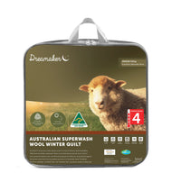 Thumbnail for Dreamaker Australian Superwash Wool Winter Weight Quilt 450Gsm Queen Bed