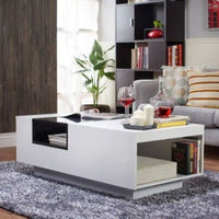 Thumbnail for Modern Storage Coffee Table in White and Black 120CM