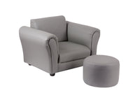 Thumbnail for Kids Grey Couch Sofa Chair w/ Footstool in PU Leather