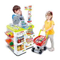 Thumbnail for Children's Home Supermarket w/ Toy Cash Register, Trolly, Fruit & More