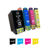 Thumbnail for Compatible Premium 5 Pack 252XL Ink Cartridges [C13T253192-C13T253492] [2BK,1C,1M,1Y] - for use in Epson Printers