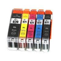 Thumbnail for Compatible Premium Ink Cartridges PGI670XL + CLI671XL  Bundle - 5 Cartridges - for use in Canon Printers