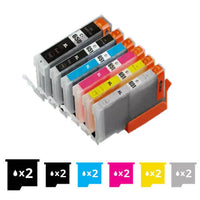 Thumbnail for Compatible Premium 12 Pack PGI-650XL CLI-651XL High Yield Inkjet Cartridges [2BK,2PBK,2C,2M,2Y,2GY] - for use in Canon Printers