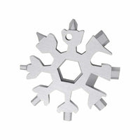 Thumbnail for 18 in 1 Multi-tool Snowflake Bottle Opener Stainless Keychain Wrench Screwdriver Silver