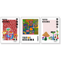 Thumbnail for Wall Art 40cmx60cm By Yayoi Kusama 3 Sets White Frame Canvas