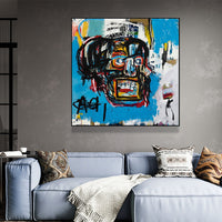 Thumbnail for Wall Art 60cmx60cm Blue Head By Basquiat Black Frame Canvas