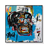 Thumbnail for Wall Art 60cmx60cm Blue Head By Basquiat Black Frame Canvas