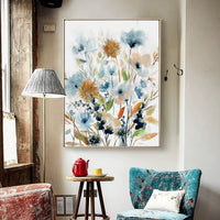 Thumbnail for Wall Art 60cmx90cm Colourful Floras Watercolour style I Gold Frame Canvas