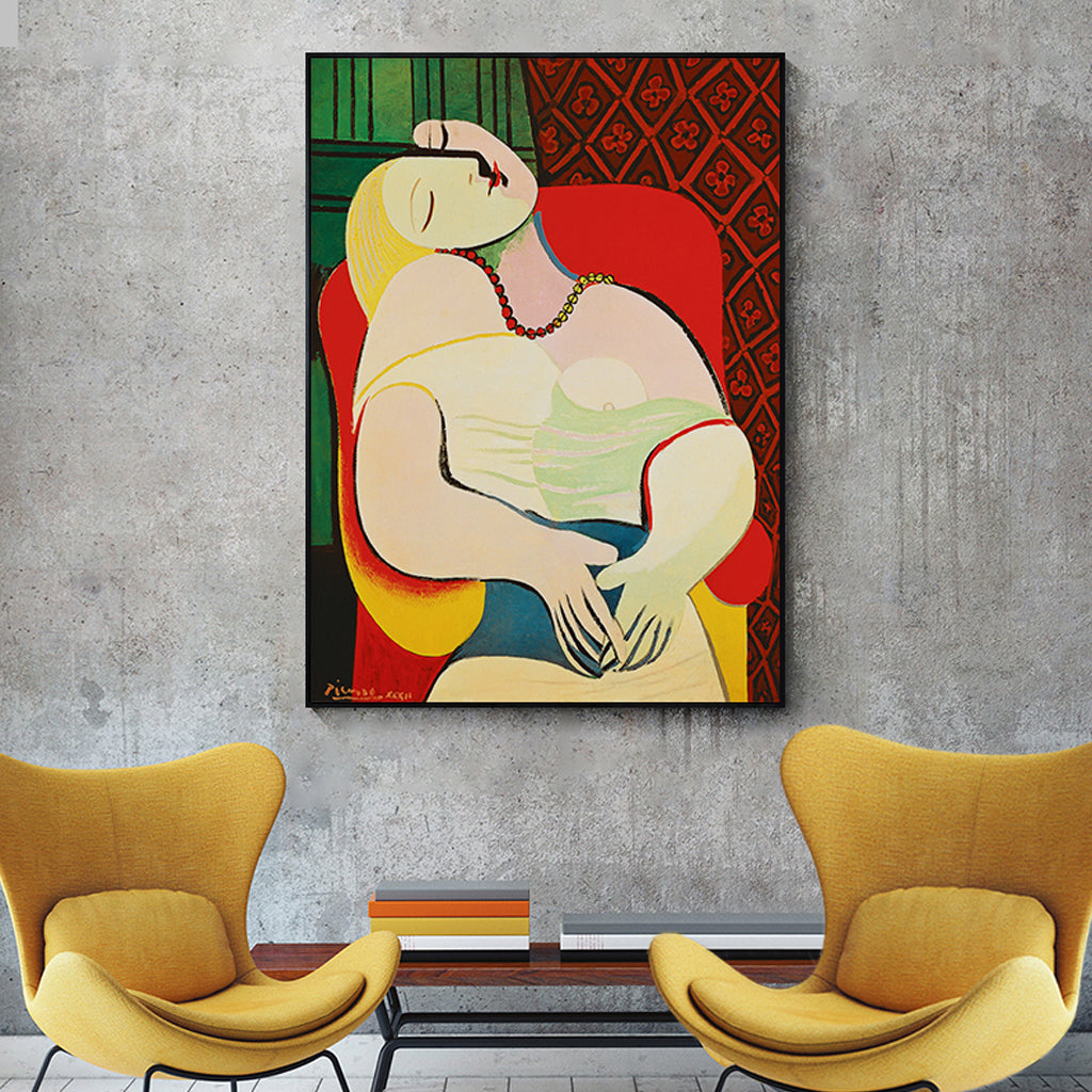 Wall Art 50cmx70cm The dream by Pablo Picasso Gold Frame Canvas