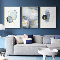 Thumbnail for Wall Art 60cmx90cm Marbled Light Grey 3 Sets Gold Frame Canvas