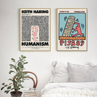 Thumbnail for Wall Art 50cmx50cm By Keith Haring 2 Sets Gold Frame Canvas