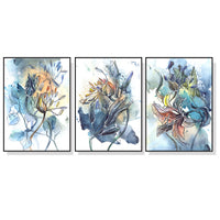 Thumbnail for Wall Art 40cmx60cm Watercolor Style Abstract Flower 3 Sets Black Frame Canvas