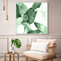 Thumbnail for Wall Art 60cmx60cm Tropical Leaves Square Size White Frame Canvas