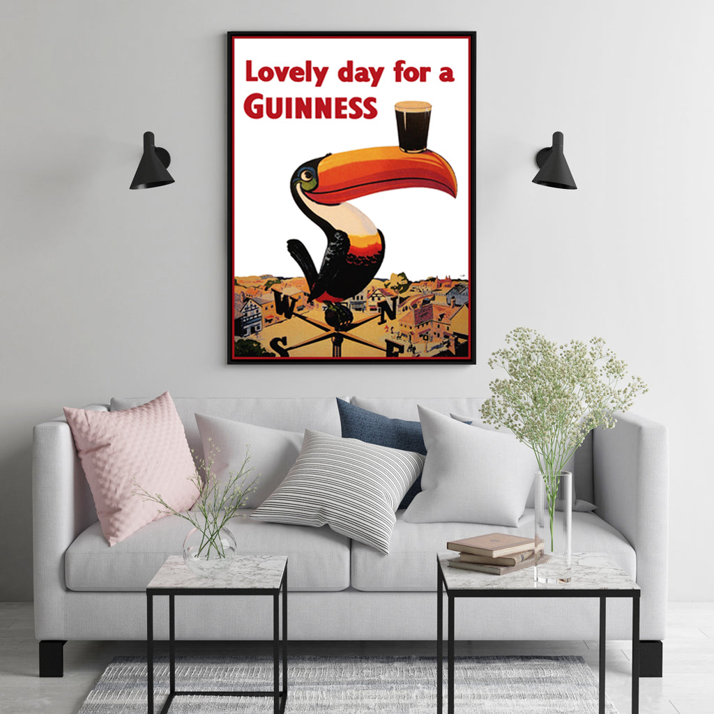 50cmx70cm Beer Lovely Day For A Guinness Black Frame Canvas Wall Art