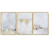 Thumbnail for 40cmx60cm Abstract golden white 3 Sets Gold Frame Canvas Wall Art