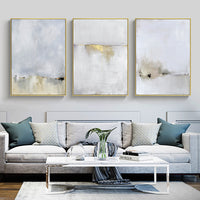 Thumbnail for 40cmx60cm Abstract golden white 3 Sets Gold Frame Canvas Wall Art