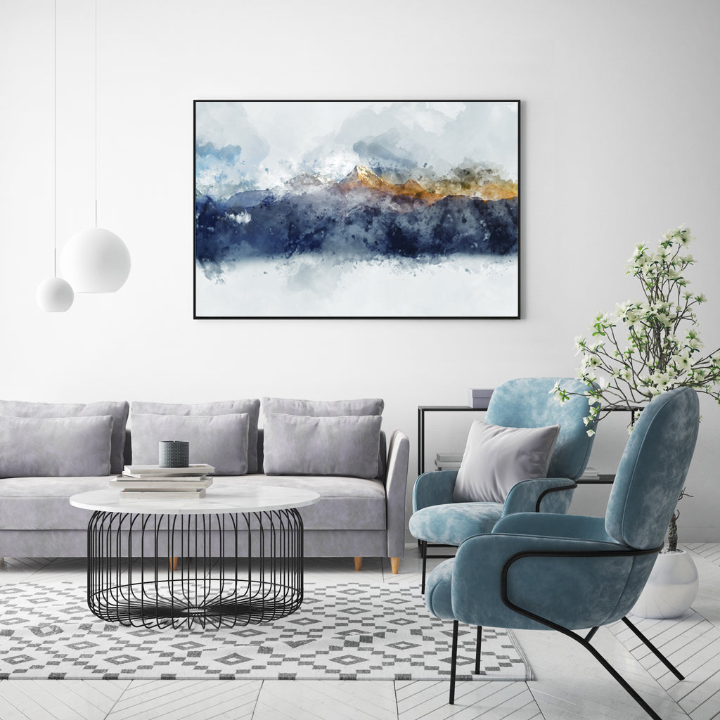 60cmx90cm Abstract Sunlight Mountains Black Frame Canvas Wall Art