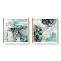 Thumbnail for 50cmx50cm Marbled Green 2 Sets Gold Frame Canvas Wall Art