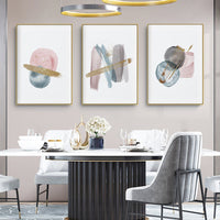 Thumbnail for 60cmx90cm Blush Pink Watercolor 3 Sets Gold Frame Canvas Wall Art