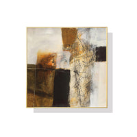 Thumbnail for 50cmx50cm Abstract gold brown painting style Gold Frame Canvas Wall Art