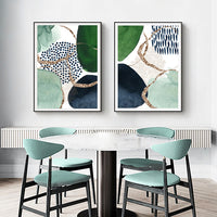 Thumbnail for Wall Art 80cmx120cm Abstract Green and Navy 2 Sets Black Frame Canvas