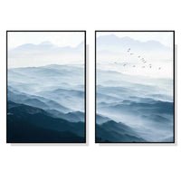 Thumbnail for Wall Art 40cmx60cm Blue mountains 2 Sets Black Frame Canvas