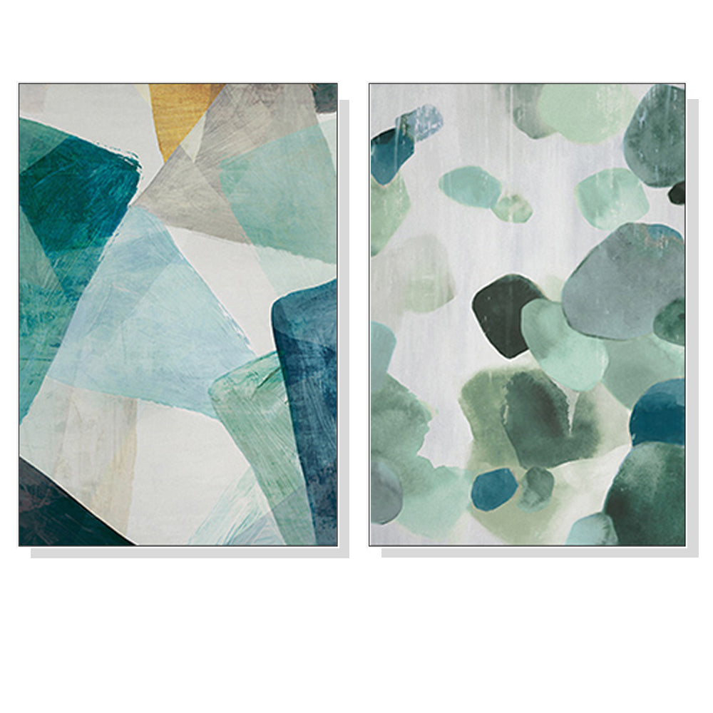 Wall Art 60cmx90cm Green Marble 2 Sets White Frame Canvas