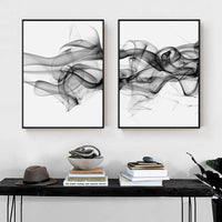 Thumbnail for Wall Art 40cmx60cm Stylish Abstract Black 2 Sets Black Frame Canvas