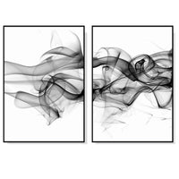 Thumbnail for Wall Art 50cmx70cm Stylish Abstract Black 2 Sets Black Frame Canvas