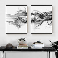 Thumbnail for Wall Art 50cmx70cm Stylish Abstract Black 2 Sets Black Frame Canvas