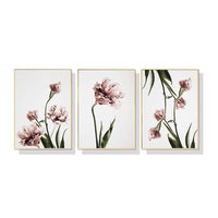 Thumbnail for Wall Art 60cmx90cm Tulip Flower 3 Sets Gold Frame Canvas