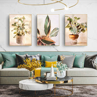 Thumbnail for Wall Art 80cmx120cm Botanical Leaves Watercolor Style 3 Sets Gold Frame Canvas