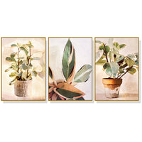 Thumbnail for Wall Art 60cmx90cm Botanical Leaves Watercolor Style 3 Sets Gold Frame Canvas